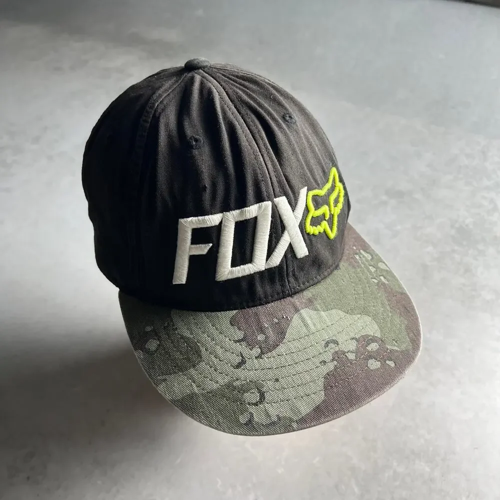 Vintage Fox Racing Cap Snapback Camo One Size Spell out Logo BMX
